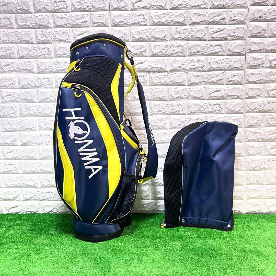 美品　HONMA キャディバッグ　9.5型　ネイビー/イエロー　軽量　可愛い