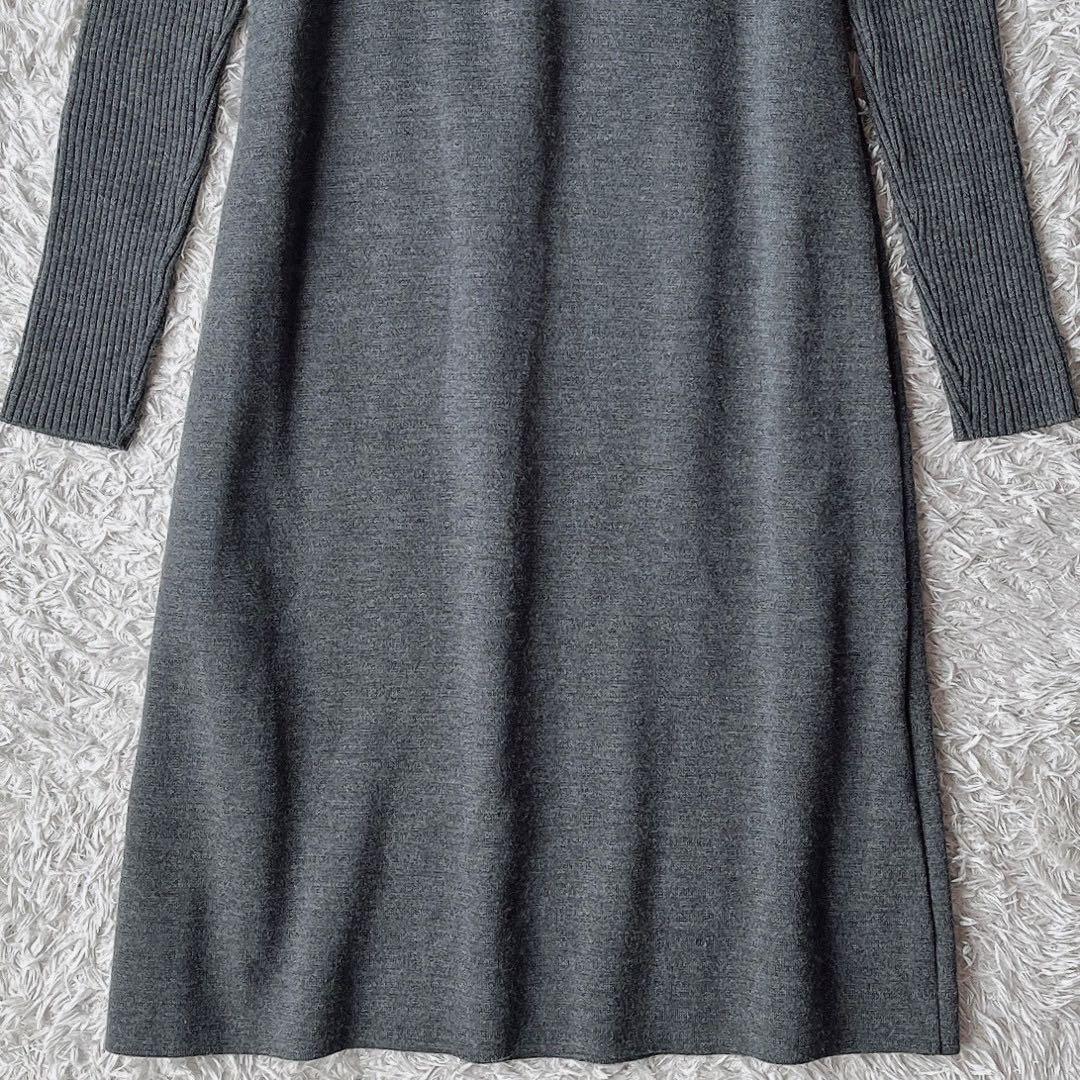 【美品】フォクシー ニットワンピースドレス シエナ 長袖 ひざ丈 グレー