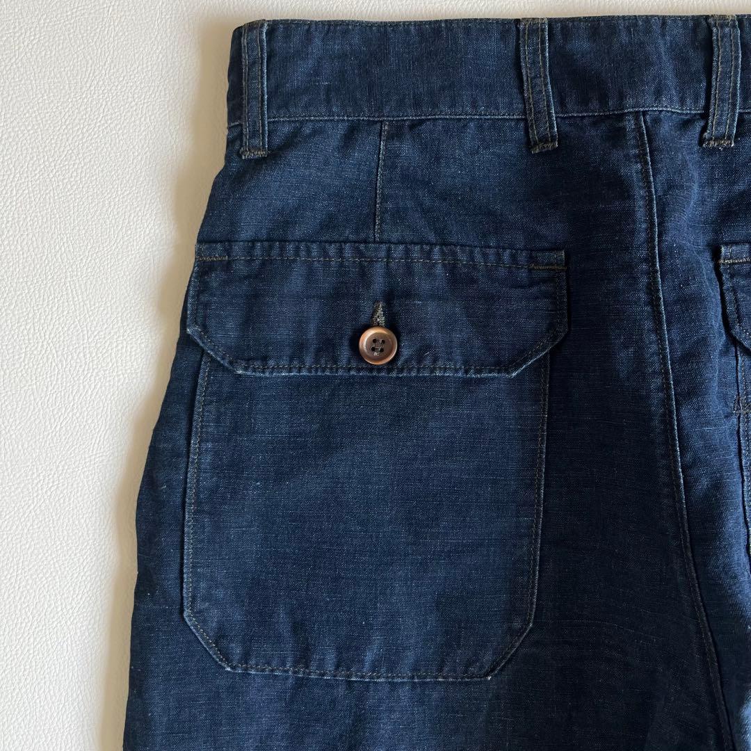 45R　リネンの908ベイカーパンツ　ロゴ刺繍　ワークパンツ　45rpm