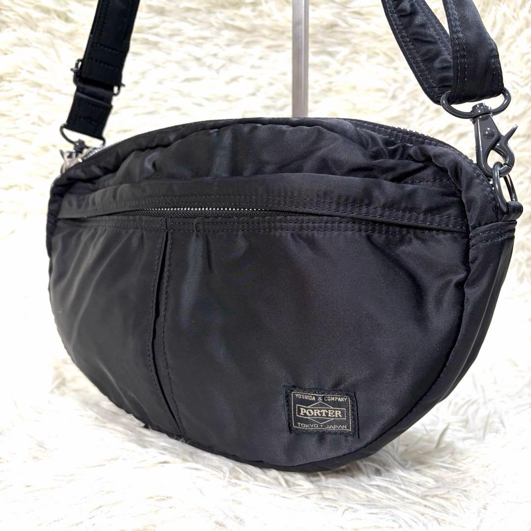 【美品】PORTER タンカー ハーフムーン 三日月 ショルダーバッグ ブラック
