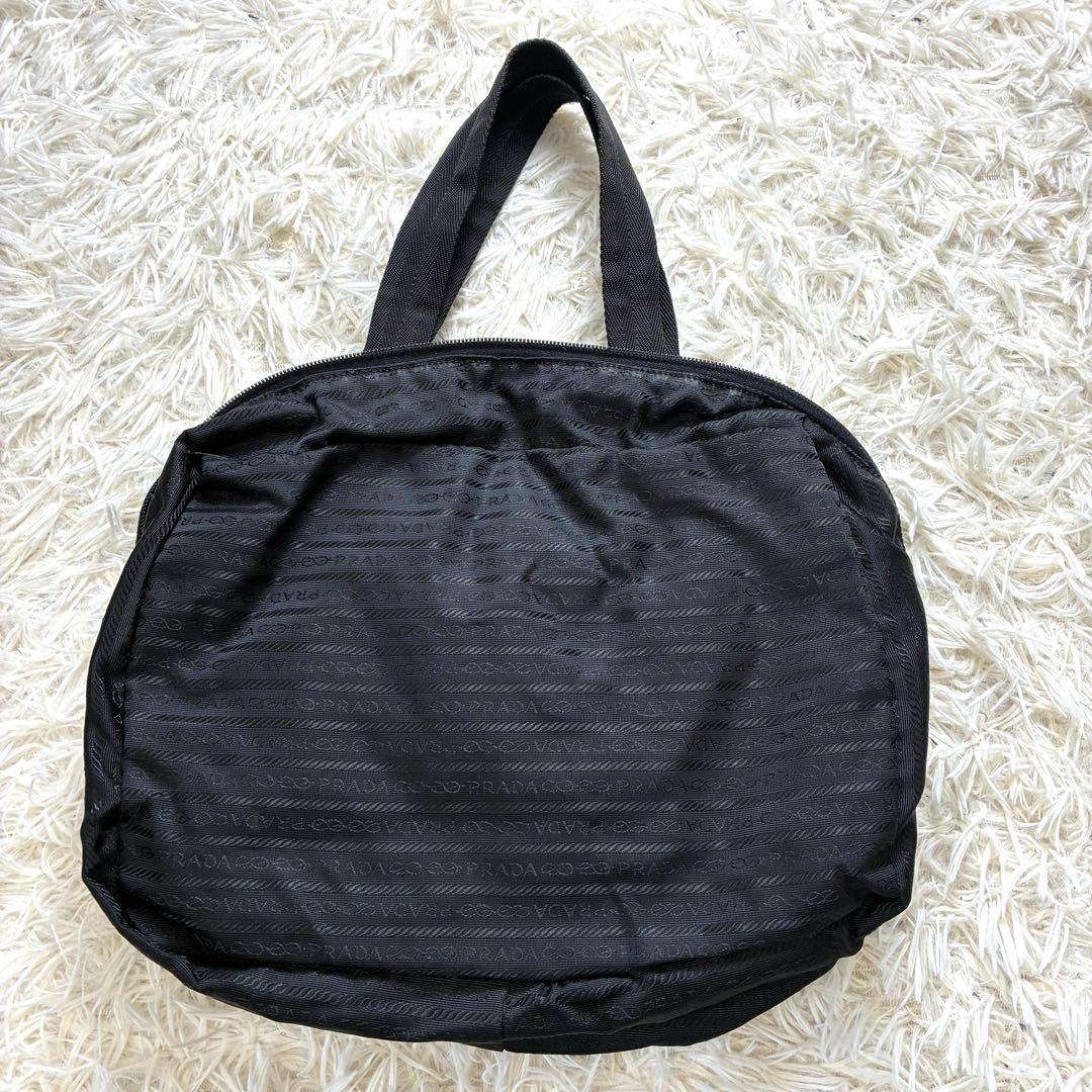 PRADA プラダ ミニ ボストンバッグ ナイロン 三角ロゴプレート ブラック