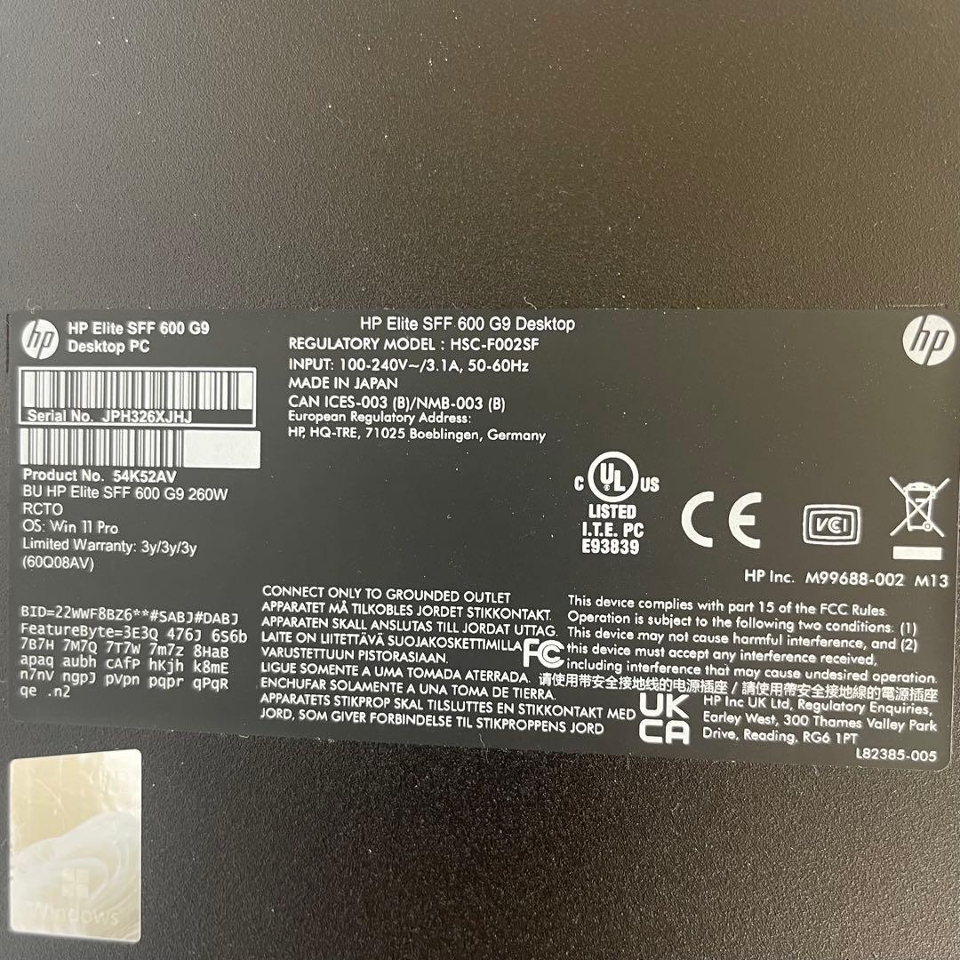 HP Elite SFF 600 G9デスクトップ12世代 i7 16GB