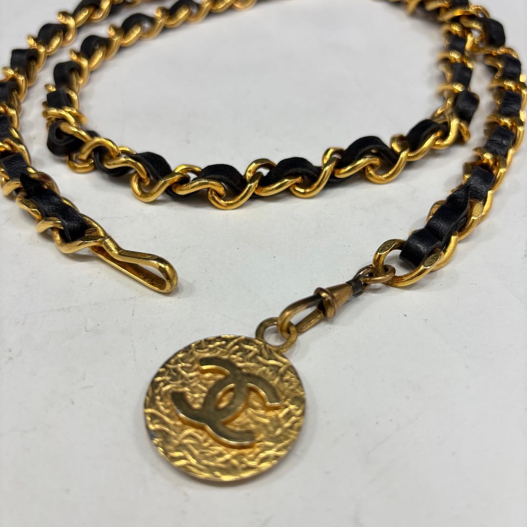 状態良【シャネル本物】チェーンベルト/ビンテージ/ココマーク/ゴールド×ブラック