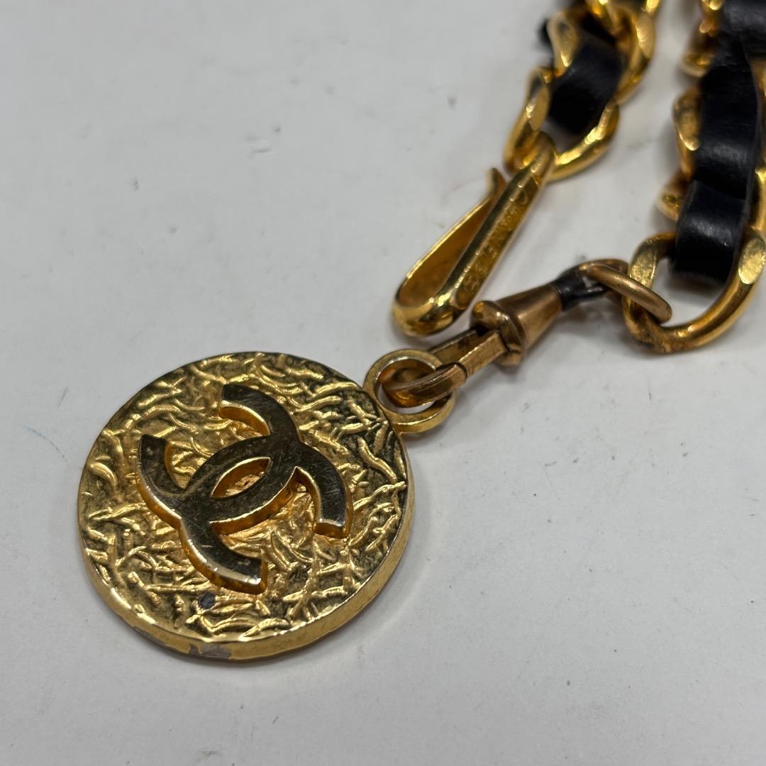 状態良【シャネル本物】チェーンベルト/ビンテージ/ココマーク/ゴールド×ブラック