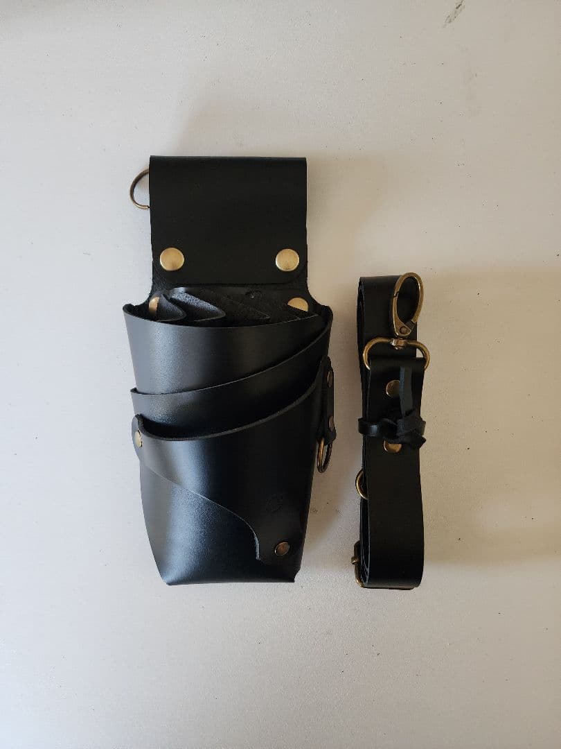 シザーケース 本革 5丁 黒