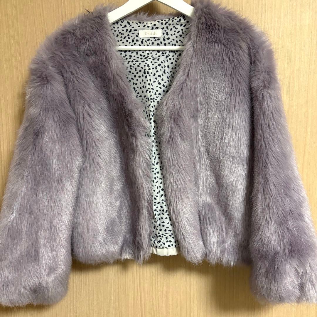 Darich ダーリッチ　パープル　ファー　 ショート　コート　フリーサイズ