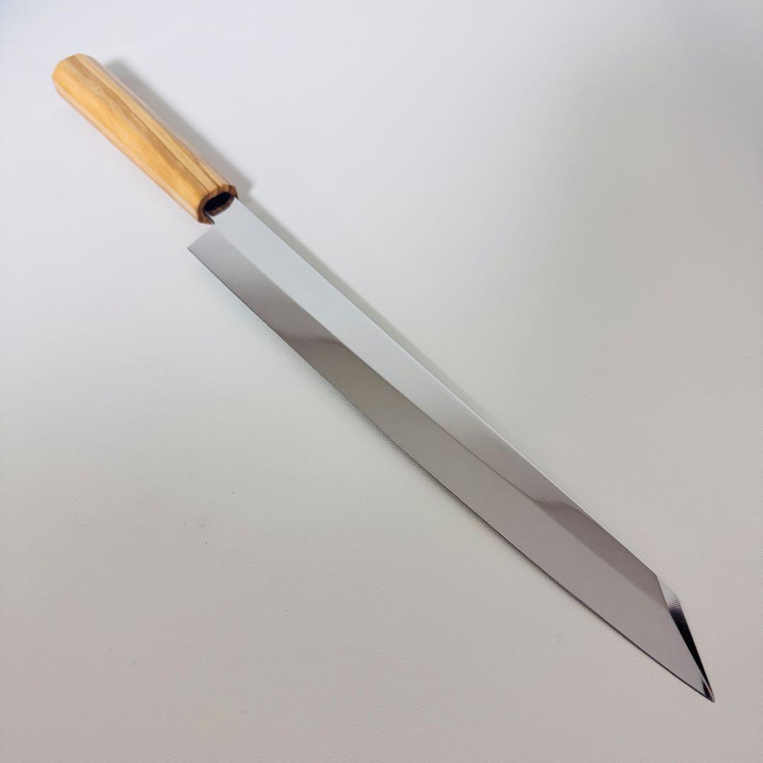 270mm 切付柳刃包丁 鏡面　オリーブウッド八角柄 刺身包丁 全鋼 和包丁
