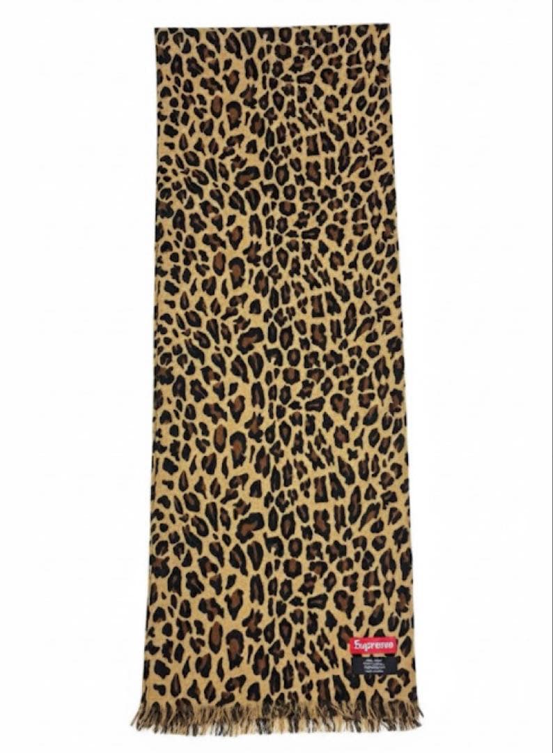 【即完売モデル】Supreme レオパード マフラー ストール 100%ウール
