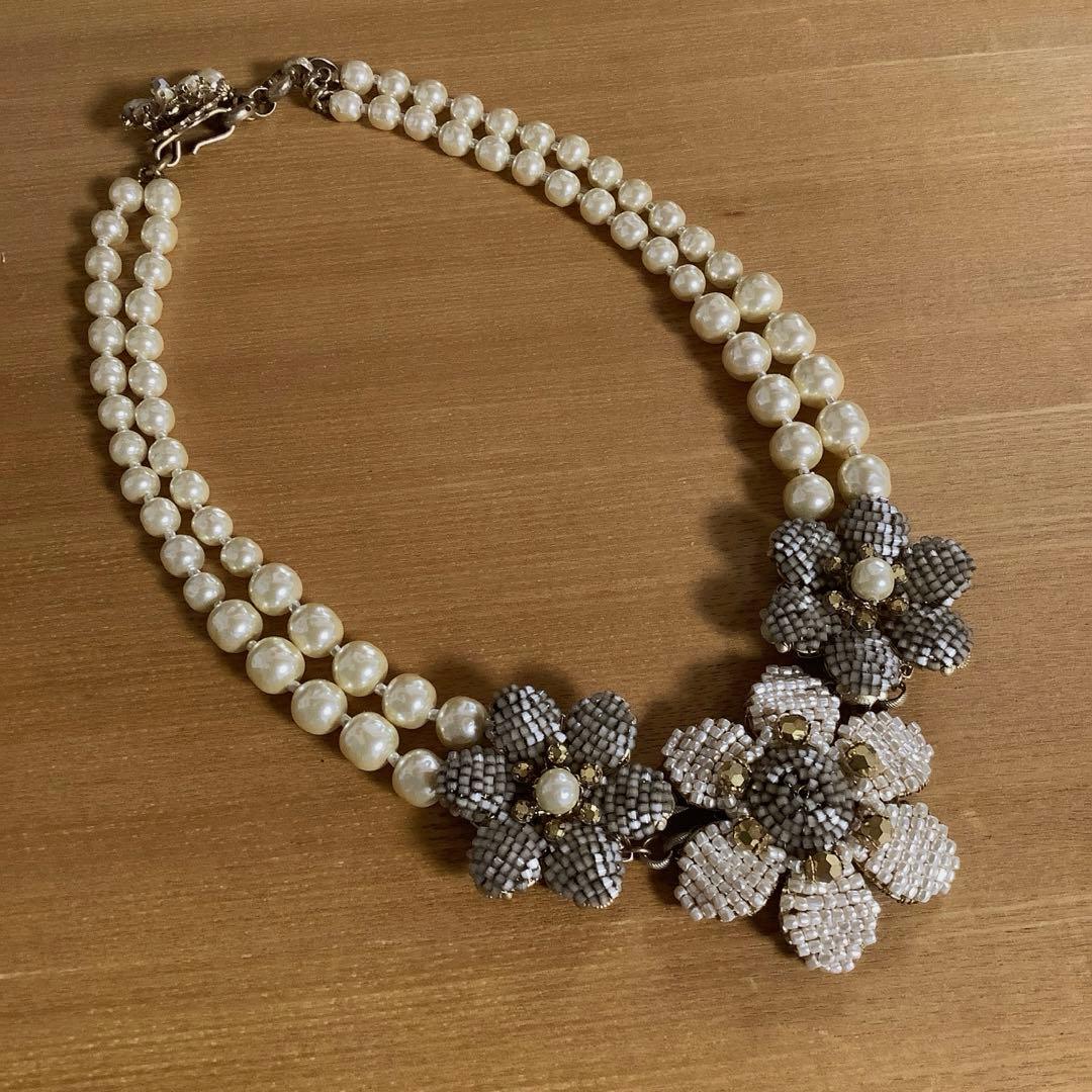 ミリアムハスケル　バロックパール　フラワーネックレス　美品