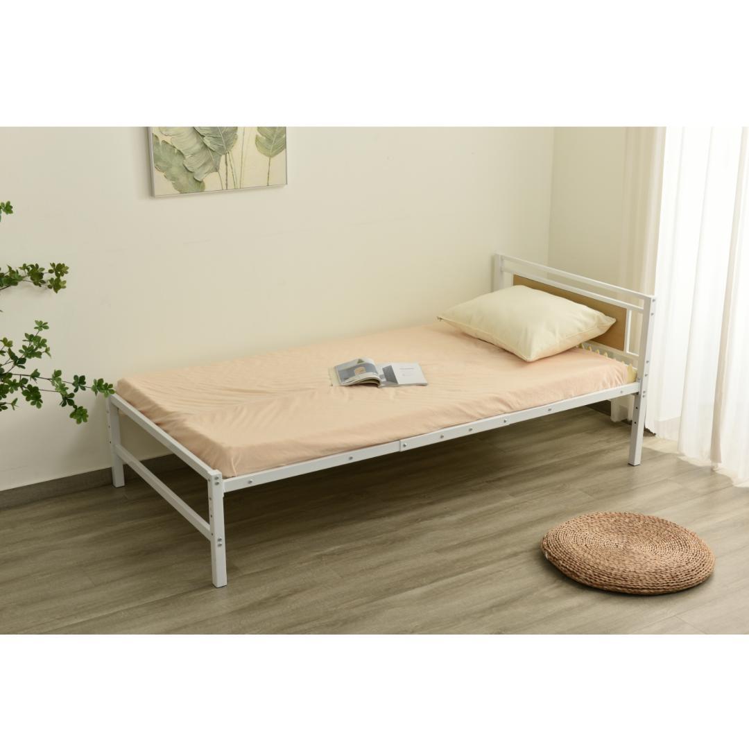 超人気！【ホワイト】パイプベッド シングル ベッド 宮 三段階高さ調整可 北欧風