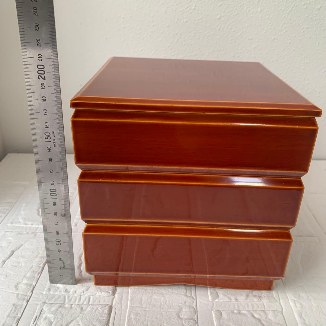 飛騨春慶　茶色 漆器 3段重箱 松澤漆器店　お正月