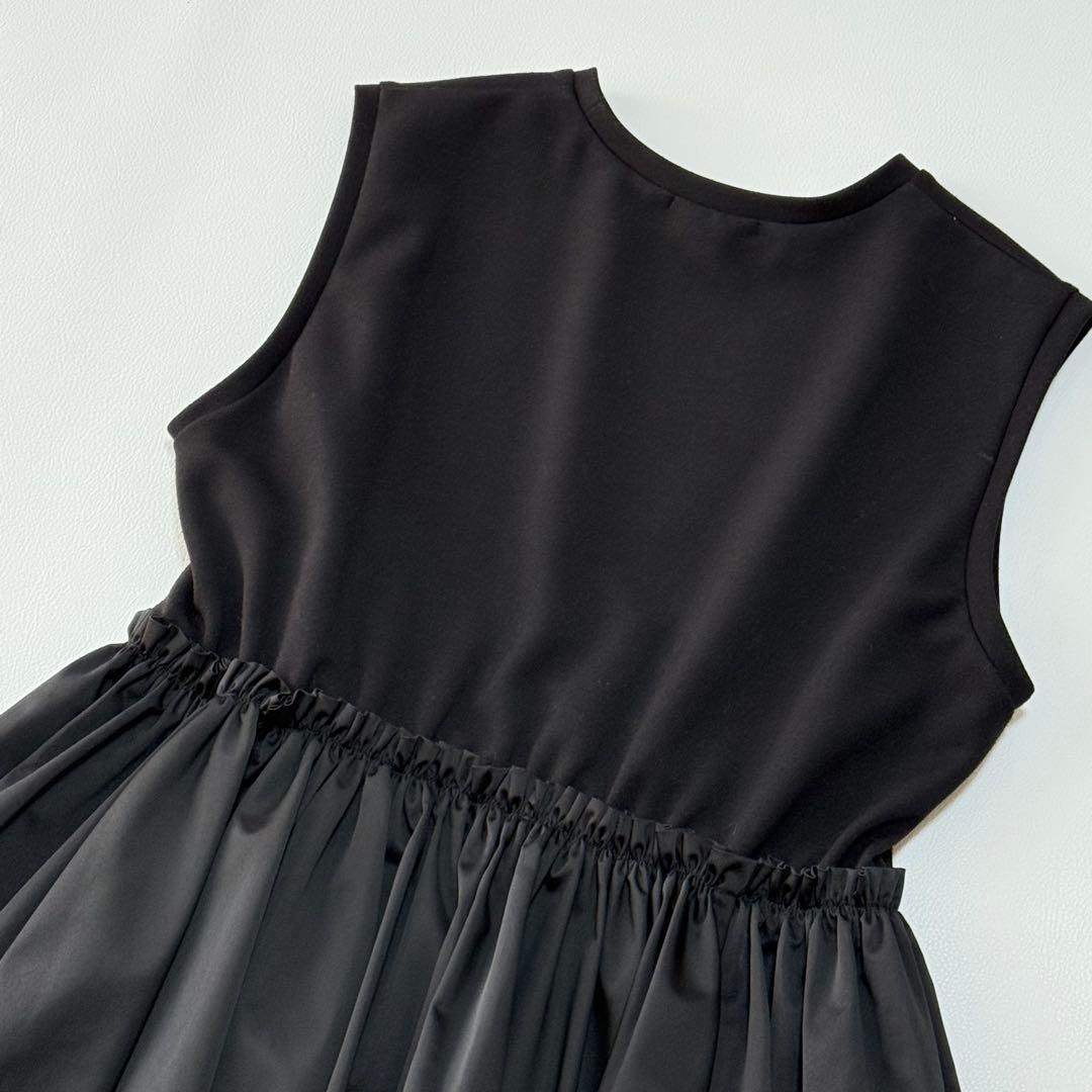 極美品 LE PHIL リモンタ ナイロンツイルティアードワンピース　ブラック