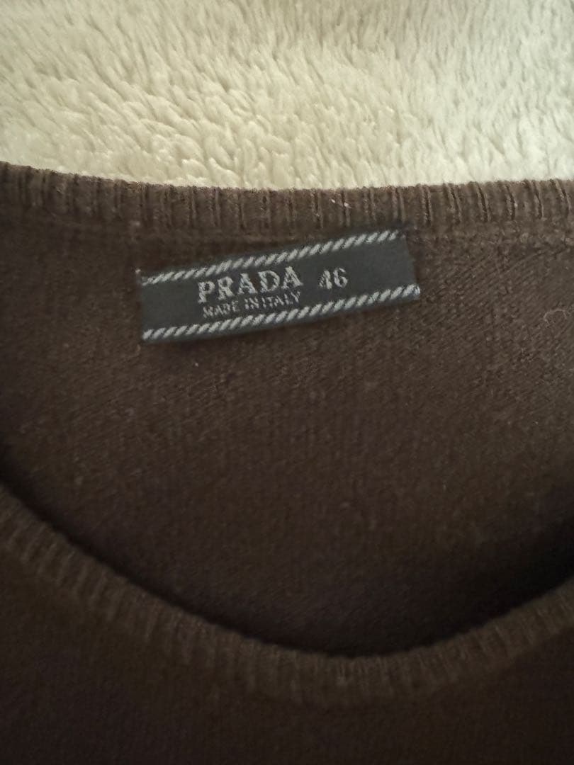 PRADA ダークブラウン カシミヤニットセーター 46