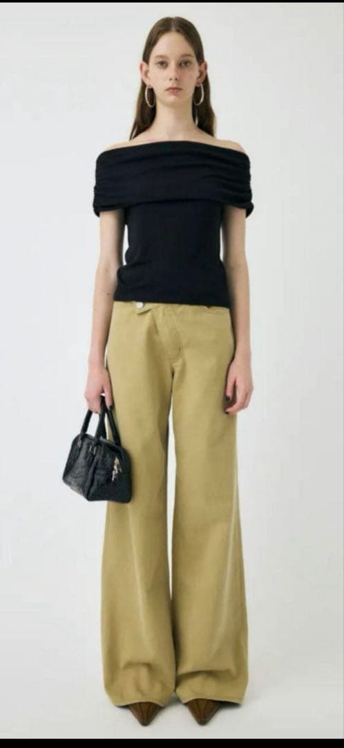 moussy CROSS CHINO WIDE STRAIGHT ベージュ 1