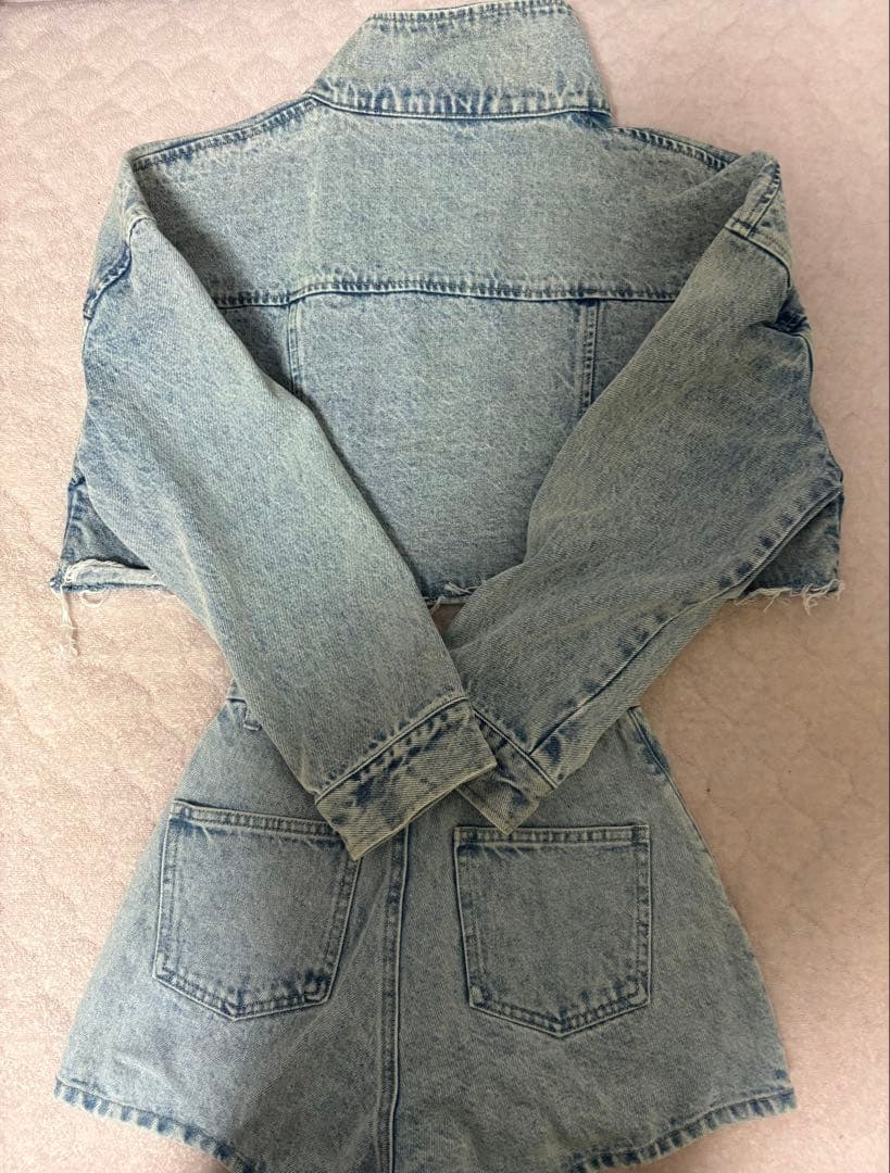 ドロップショルダーショートGジャン ハイウエストデニムショートパンツ ダーリッチ