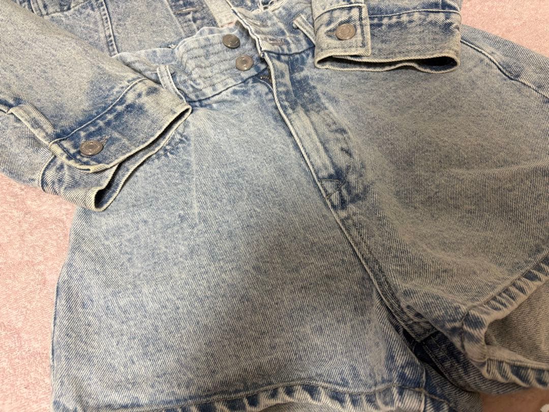 ドロップショルダーショートGジャン ハイウエストデニムショートパンツ ダーリッチ