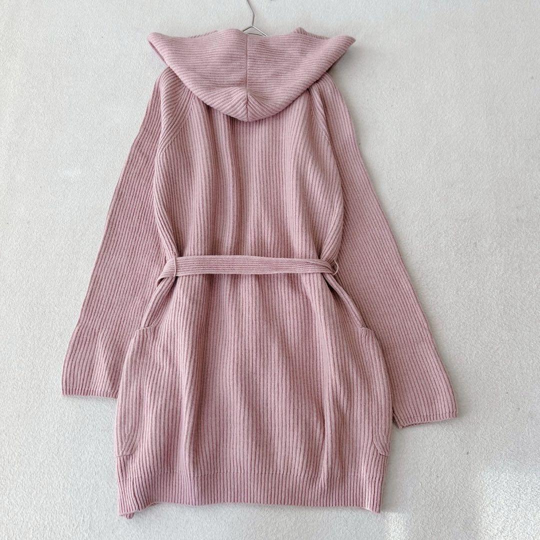 最高級✨白タグ　マックスマーラ　フーディーカーディガン　ベルト　カシミヤ　ピンク