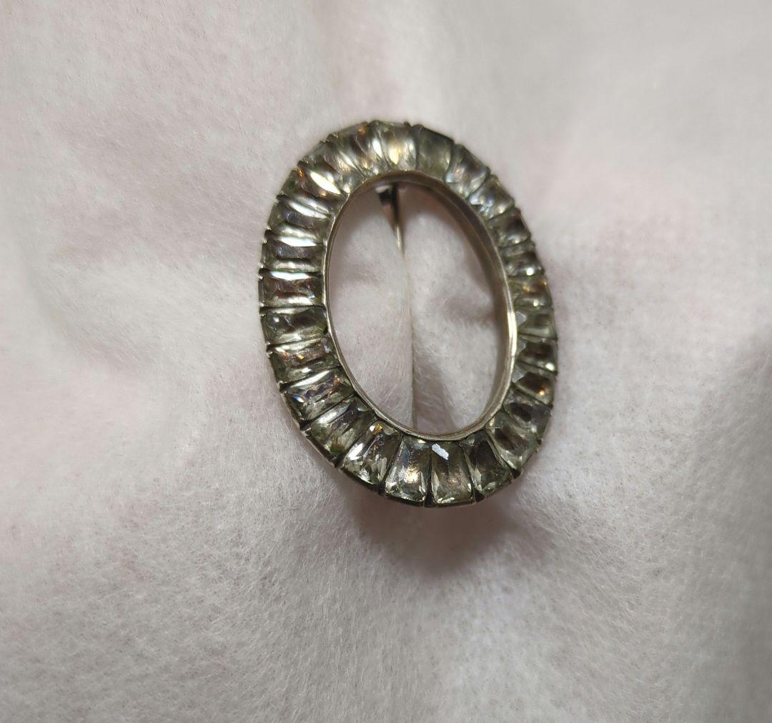 アンティーク　ジョージアン　オーバル　ペースト　ガラス　ブローチ