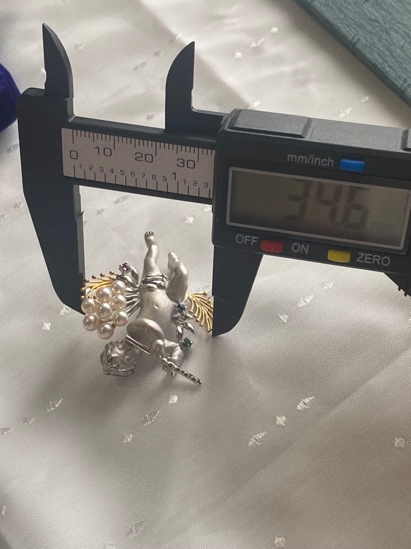 K18 シルバー 18金 コンビ アコヤパール 真珠 天使 ペンダント ブローチ