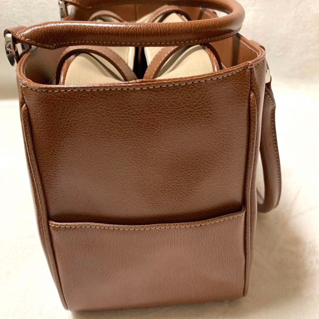 希少 ハマノ 濱野 ハンドバッグ バッグインバック 牛革 レザー 皇室御用達