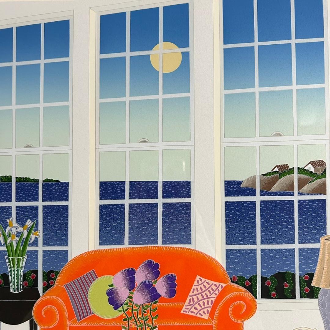 美品 トーマス・マックナイト「ナンタケットルーム」シルクスクリーン 直筆サイン入