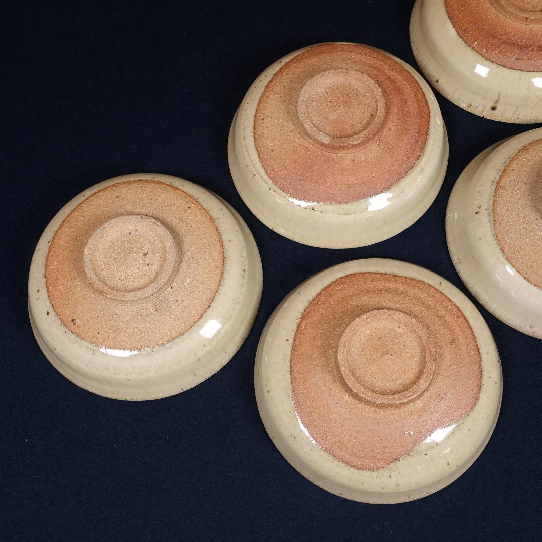 灰釉の釉調抜群 高鶴淳（父 高鶴元）薪窯 孟宗竹灰釉皿 平向付 5客 共箱