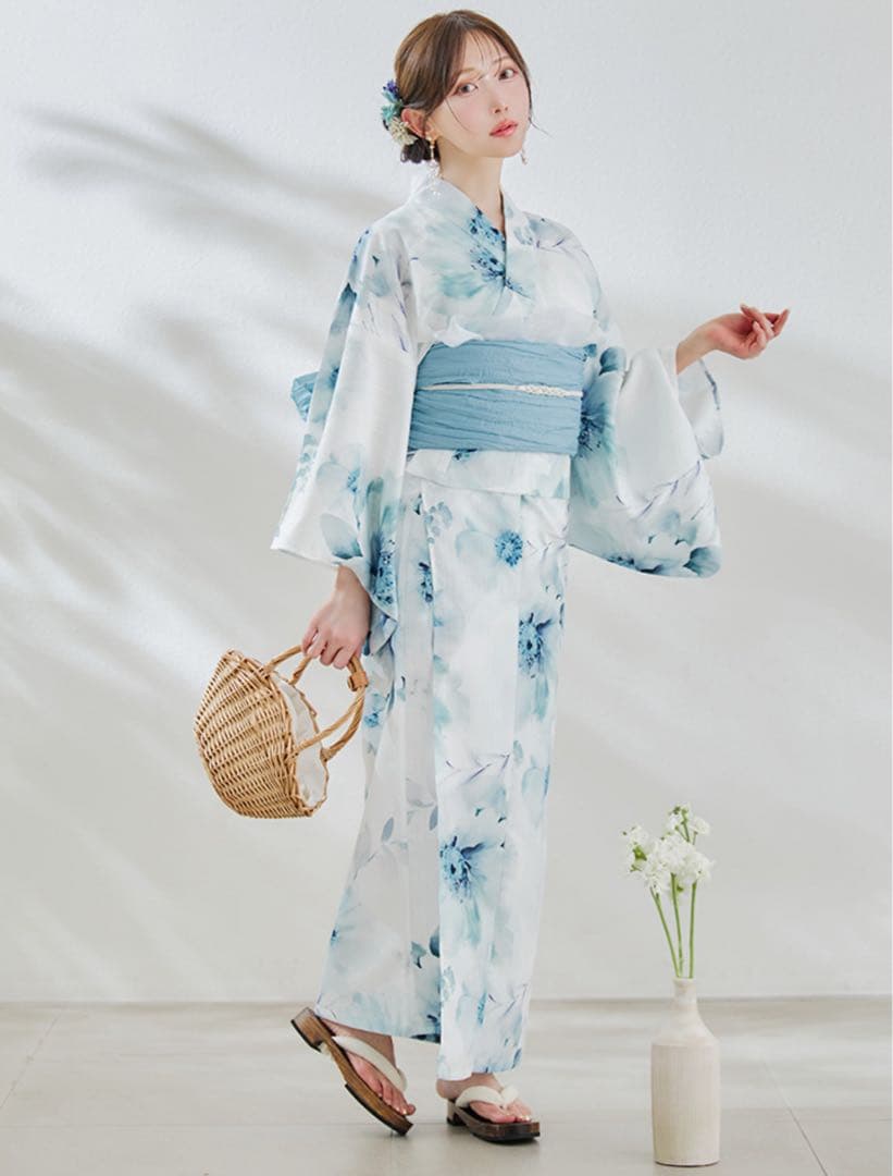 セパレート水彩フラワー浴衣 浴衣4点セット トップス