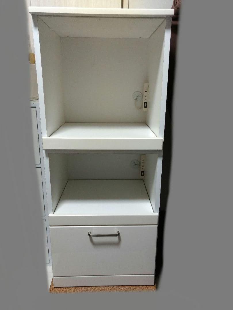 レンジ台 3段 鏡面 仕上げ 背面 化粧白 幅 50 奥行 45 高さ 120