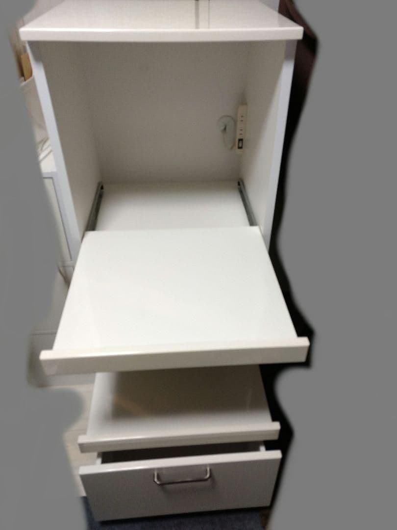 レンジ台 3段 鏡面 仕上げ 背面 化粧白 幅 50 奥行 45 高さ 120