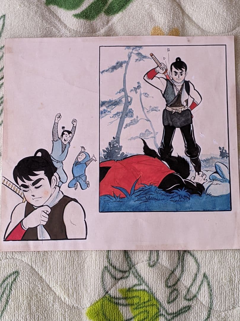 望月三起也 直筆カラー原稿（原画）「 戦国忍法帖 」まんだらけ保証書