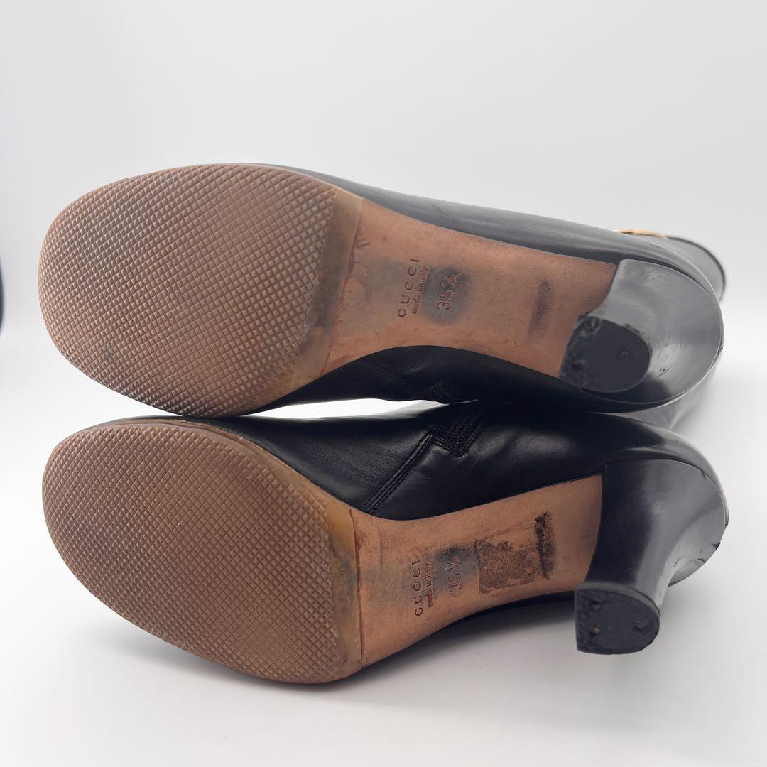 GUCCI グッチ レザーロングブーツ インターロッキング GGマーク 22.5