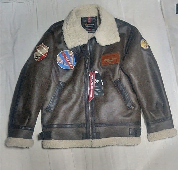 新品未使用　ALPHA B-3 フェイクムートン アルファ ワッペン付 L