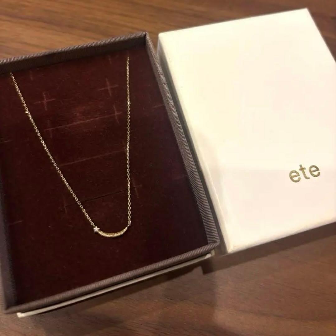 ete K10YG クレセントムーン ダイヤモンド ネックレス 761407