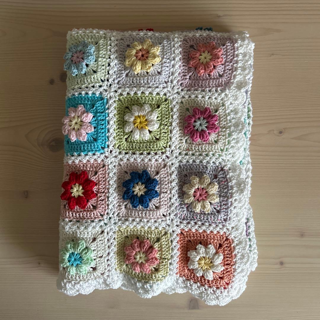 Ri様ご確認用 ぷっくり。お花のモチーフ編み マルチカバー ブランケット