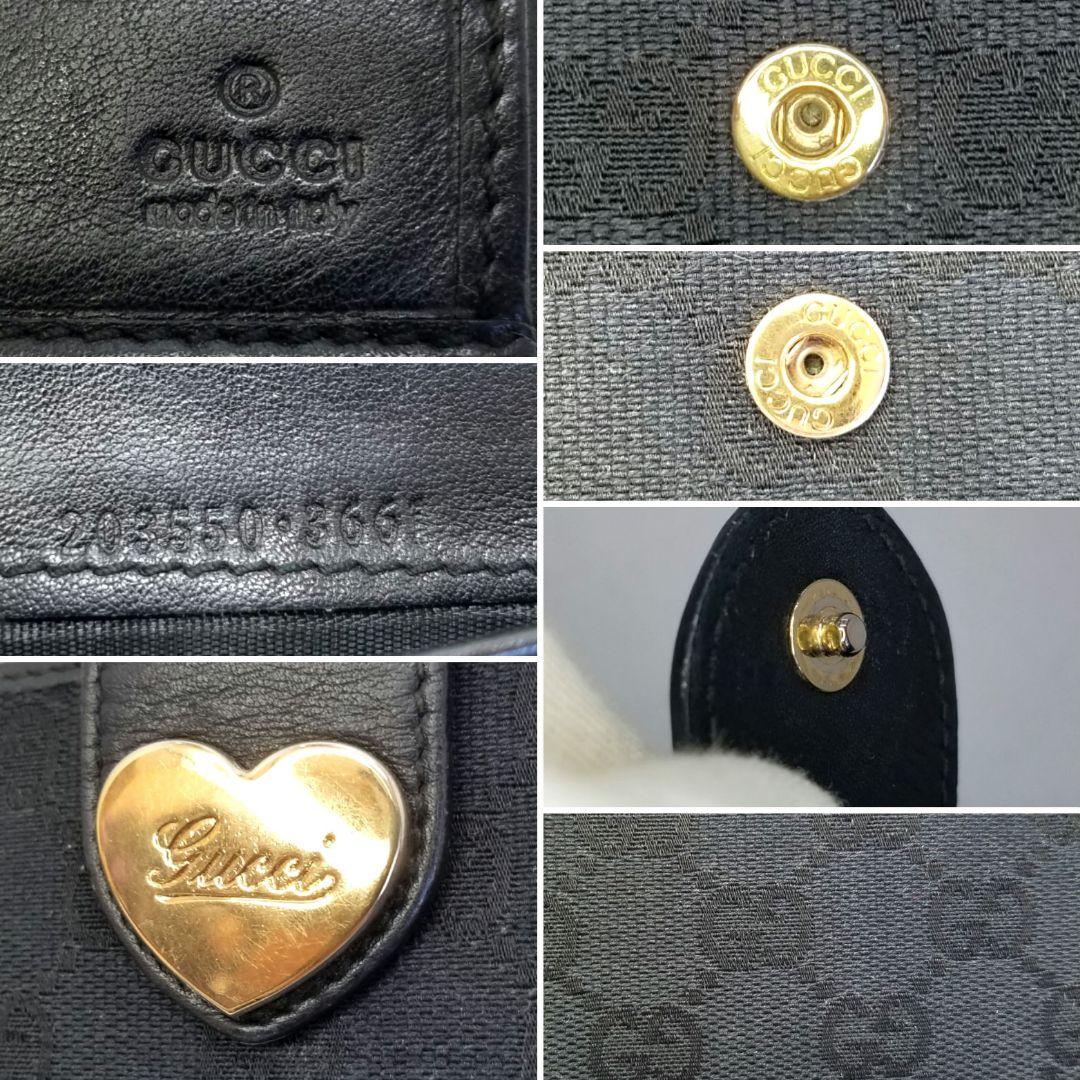 GUCCI グッチ GGキャンバス ブラック 黒 長財布 ラブリーハート金具