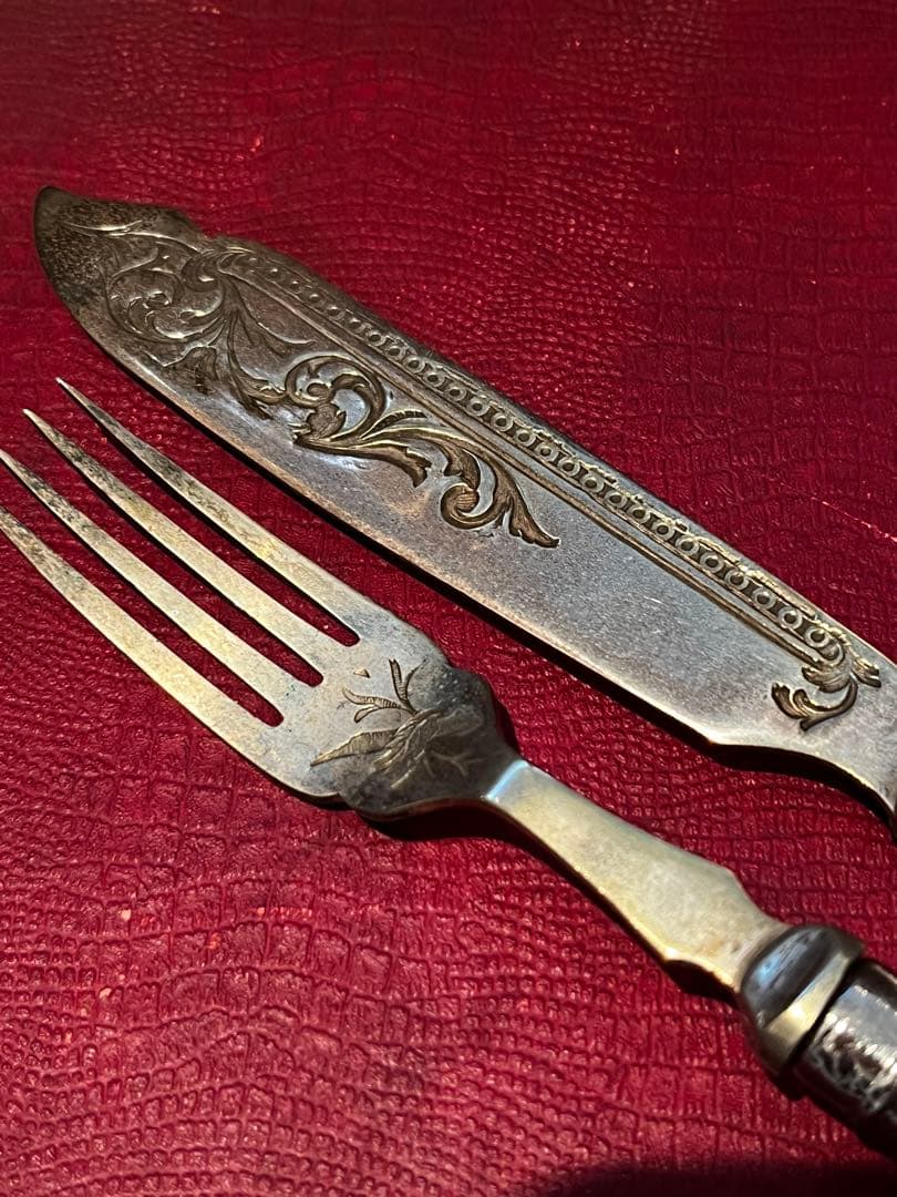 英国製　イギリス銀器　シルバープレート　フィッシュ　ナイフ　フォーク　カトラリー