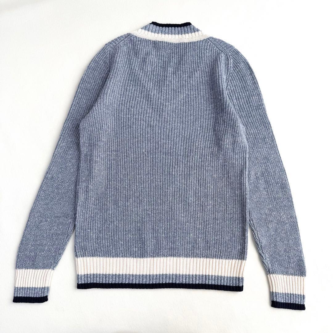 新品タグ付き✨グランサッソ✨Vネックリネンセーター（M）ブルー　イタリア製