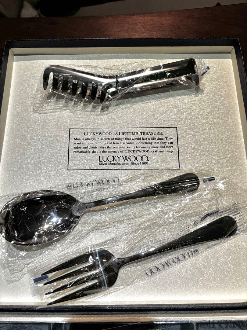 LUCKYWOOD ステンレスカトラリーセット5客+サービングセット
