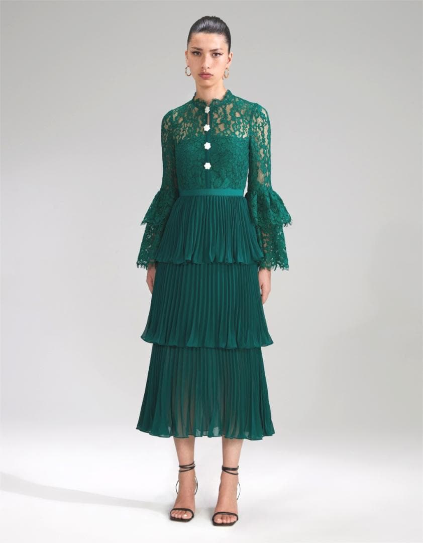 a*i様 セルフポートレイト ティアード ワンピース プリーツ レース UK4