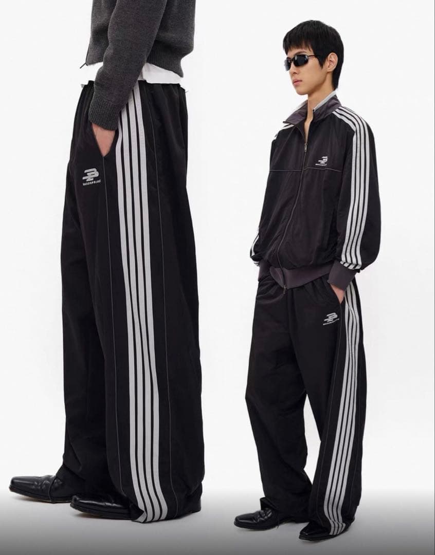 MASONPRINCE ルーズフィットサイドライン トラックパンツ シャカシャカ