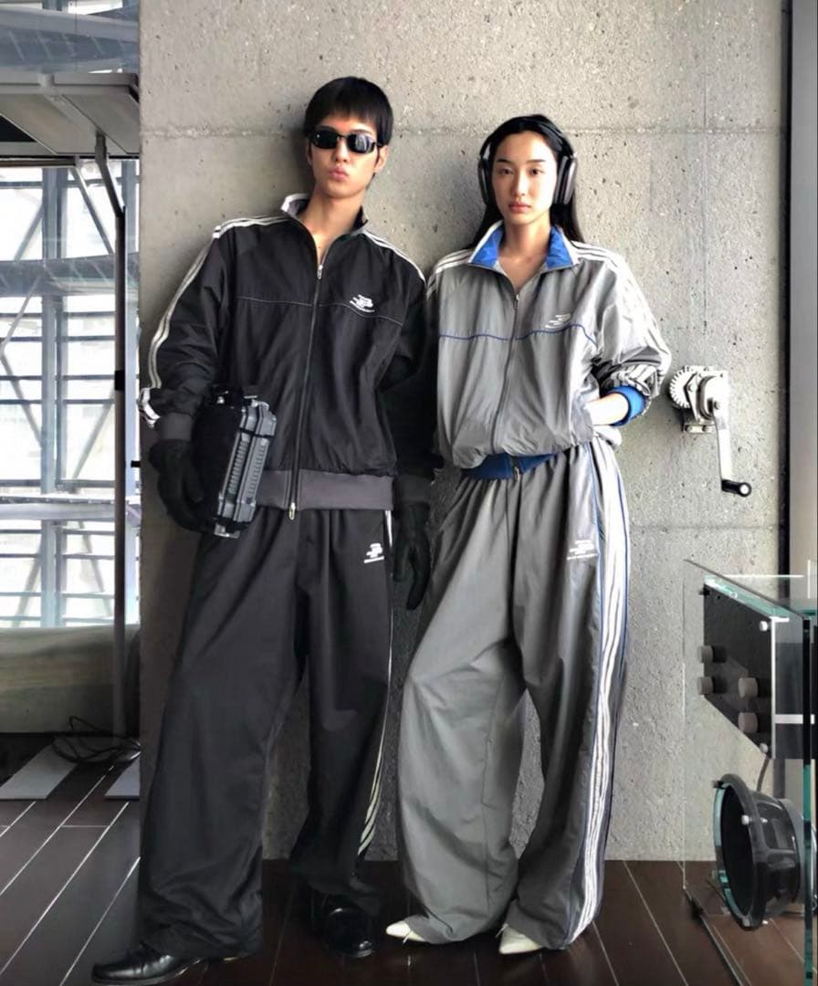 MASONPRINCE ルーズフィットサイドライン トラックパンツ シャカシャカ