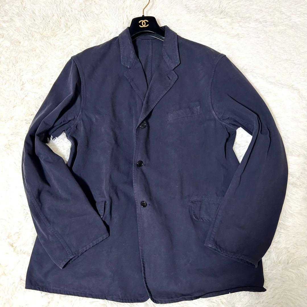 【COMOLI】テーラードジャケット サイズ3 製品染 ネイビー コットン100