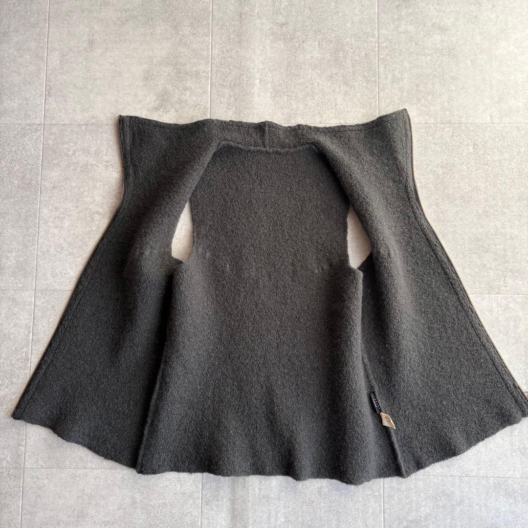 ヨーガンレール ファインウールループ ウール 縮絨 ジップアップベスト グレーL