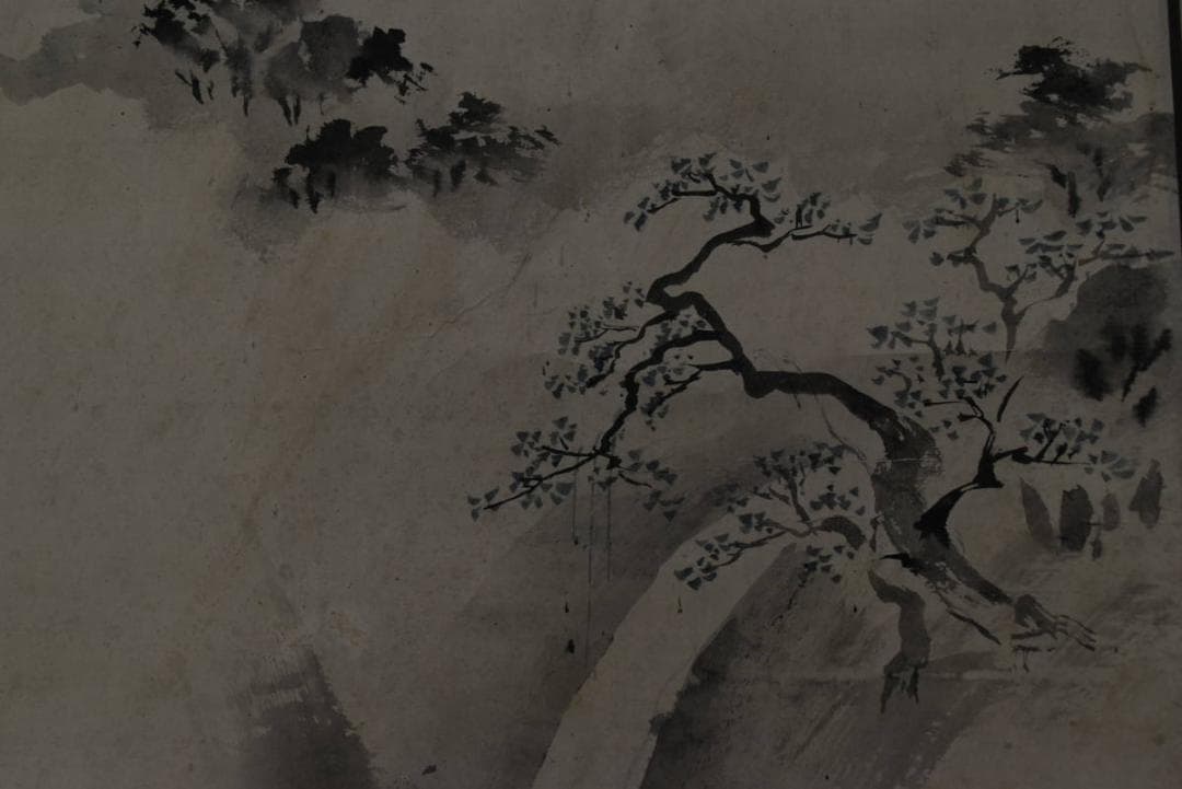 【模写】橋本雅邦/号、勝園/日光山裏見滝図/掛軸/名家伝来/AA-174