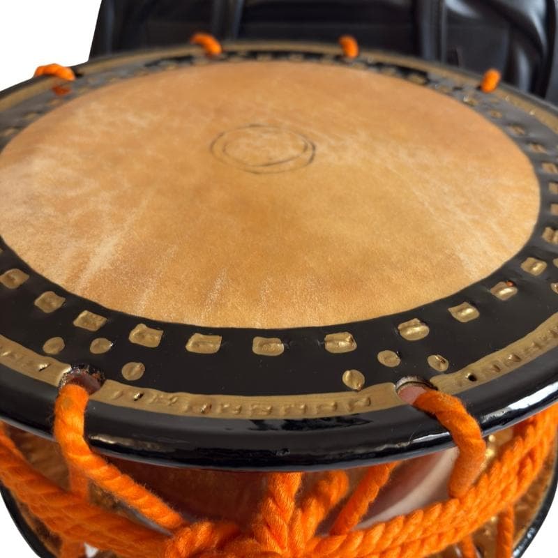 【金箔縁仕上げ・漆塗り】締め太鼓 直径35cm・バチ・和太鼓・締太鼓