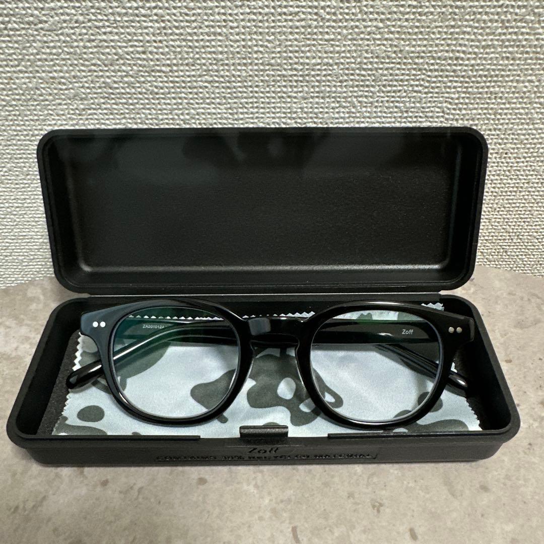 ほぼ新品 zoff ブルーライトカット 度なし メガネ