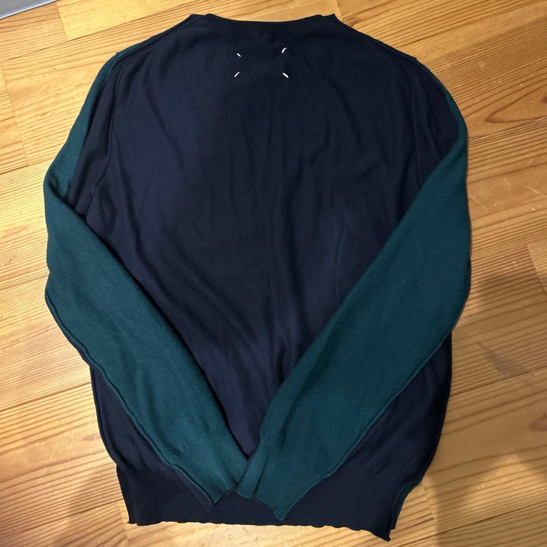 美品メゾンマルジェラ20AWバイカラーニット　グリーン✖️ブラック