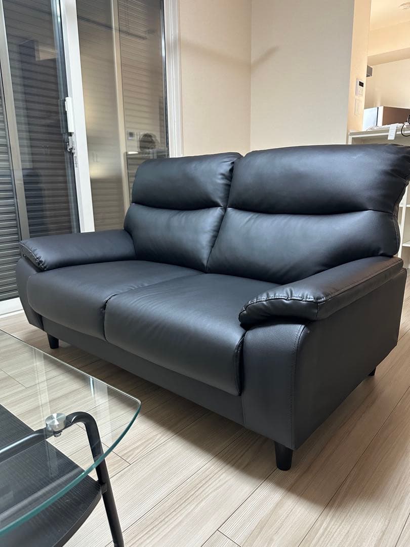 【ニトリ】傷・汚れに強い2人掛けソファ合皮タイプ (MK02KDNシールドBK)