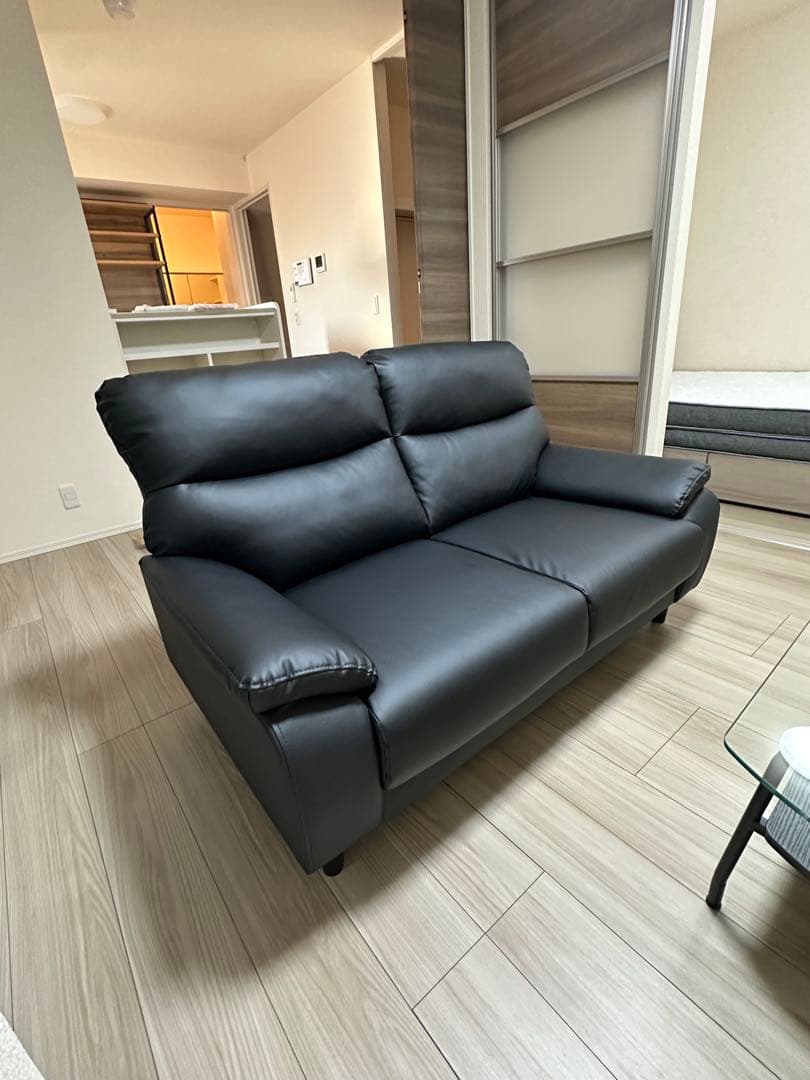 【ニトリ】傷・汚れに強い2人掛けソファ合皮タイプ (MK02KDNシールドBK)