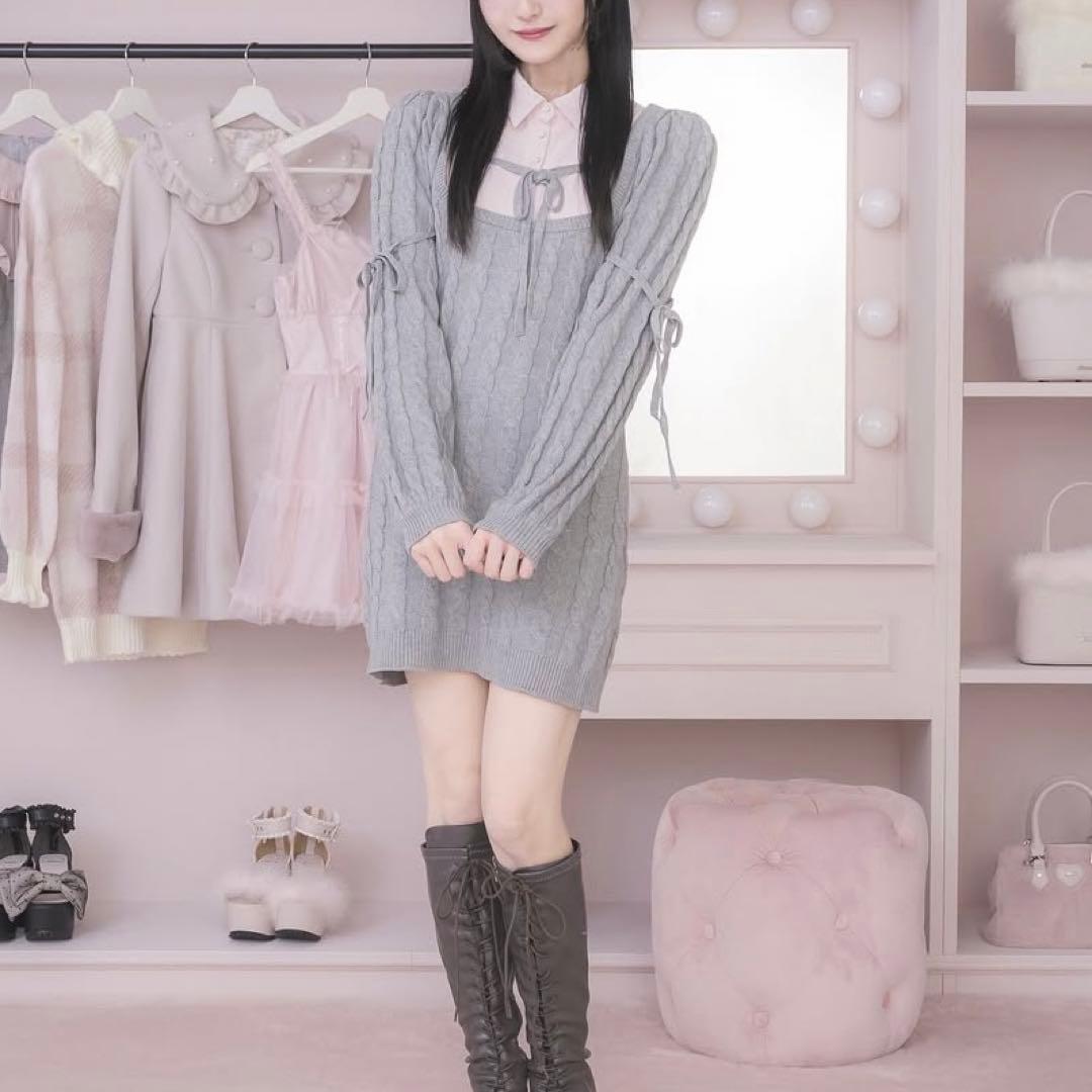 pium ピウム レイヤードケーブルニットワンピ